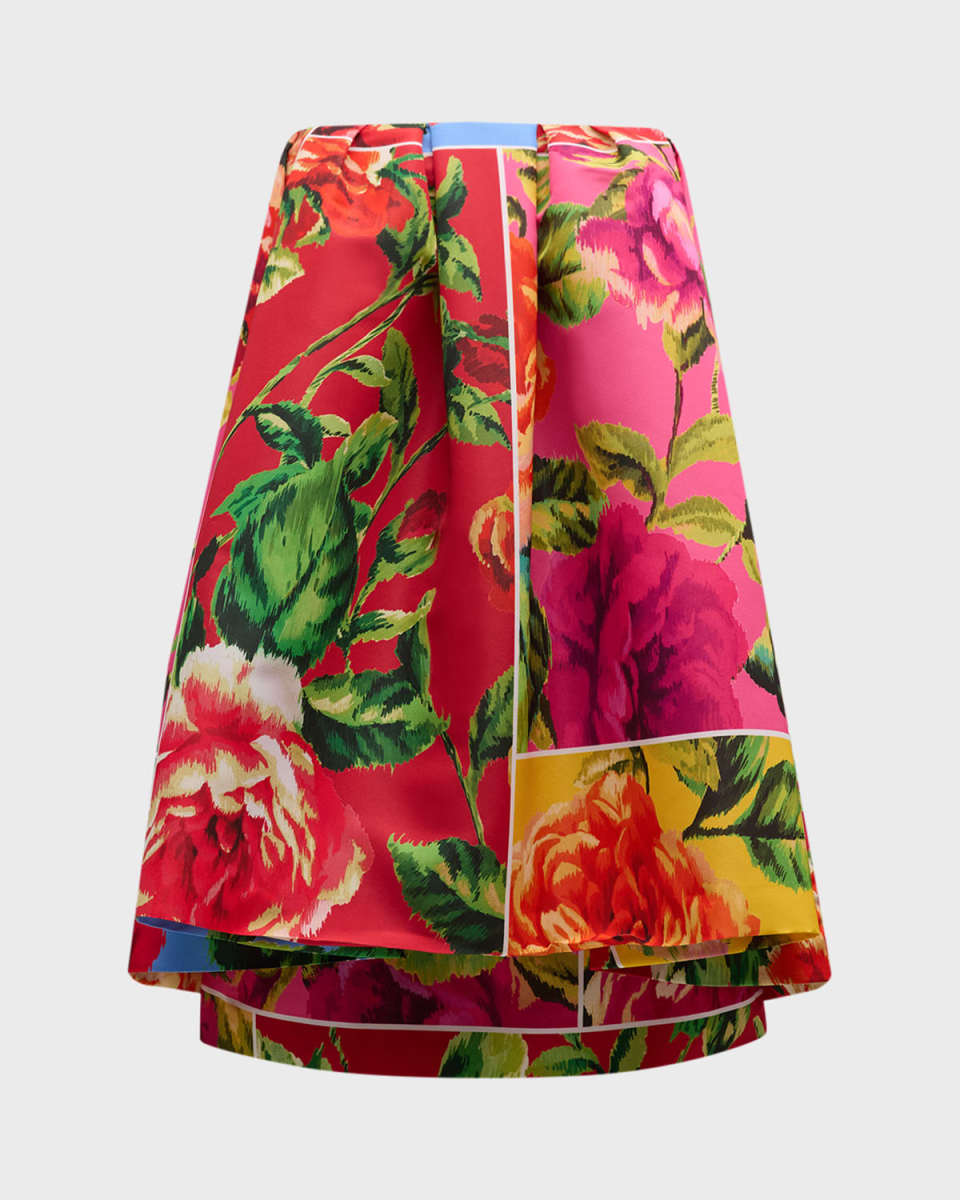 Flower-Print Strapless Babydoll Ruffle Mini Dress